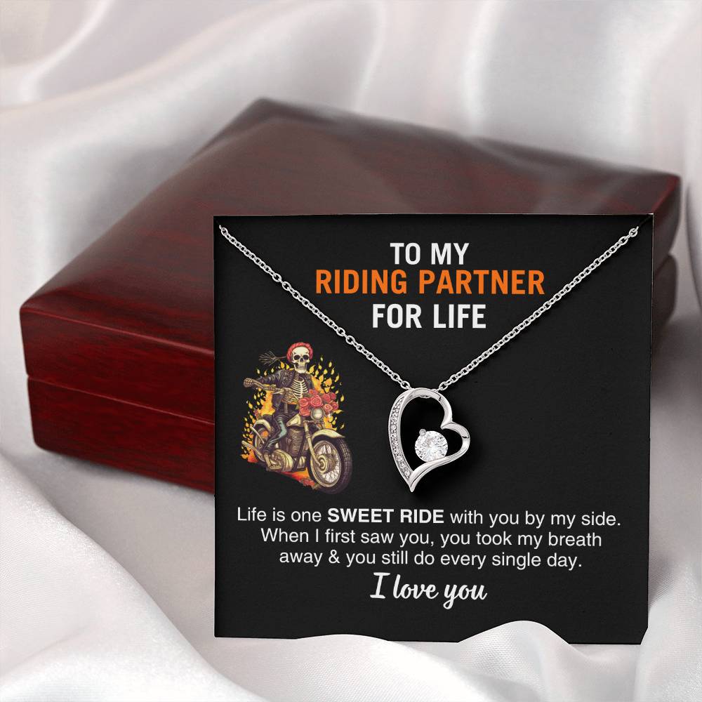 To My Wife, Riding Partner For Life, Forever Love Necklace