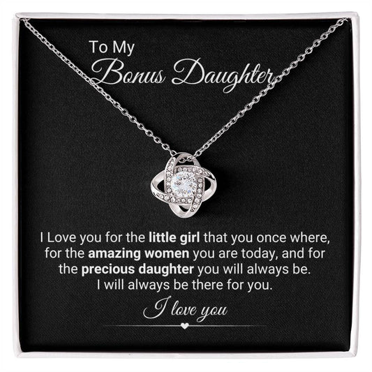 To My Bonus Daughter/ Stepdaughter, 14K White Gold Necklace