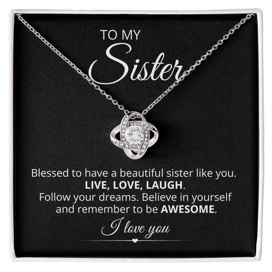 To My Sister, 14K White Gold Necklace