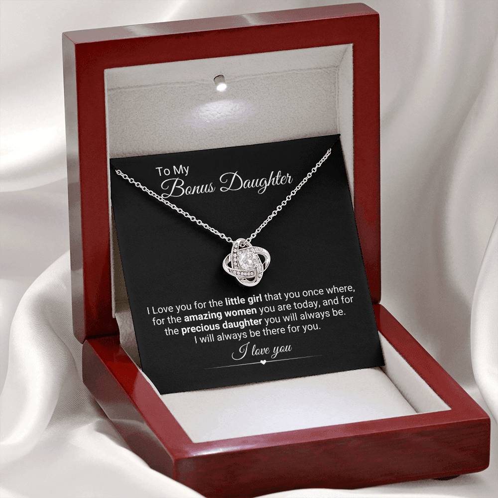 To My Bonus Daughter/ Stepdaughter, 14K White Gold Necklace
